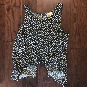 B&W printed hi-lo open back tank top